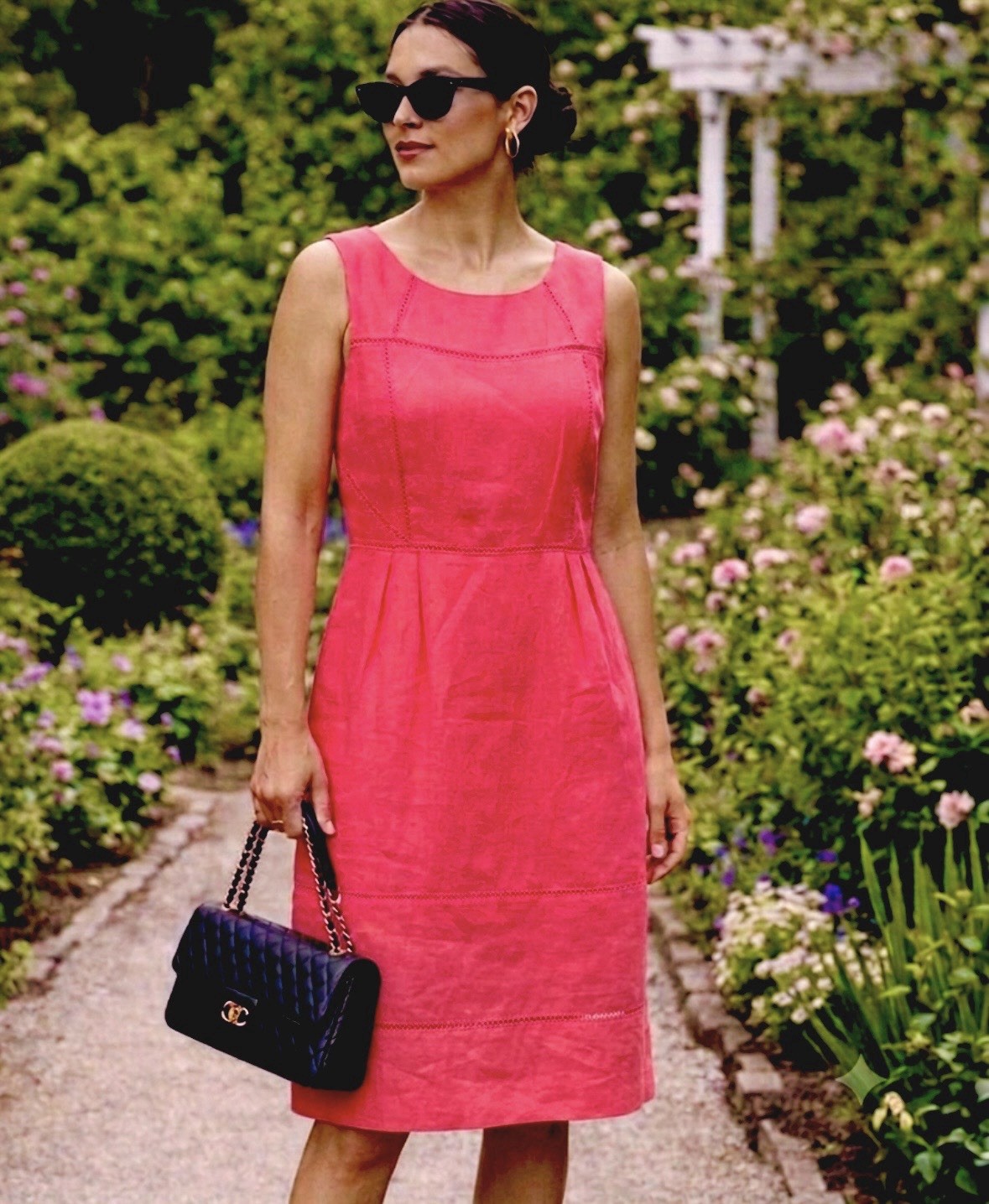 BODEN SLEEVELESS LINEN DRESS 12 L ROMANTIC DOPAMINE FEMININE SIREN COUNTRY CLUB