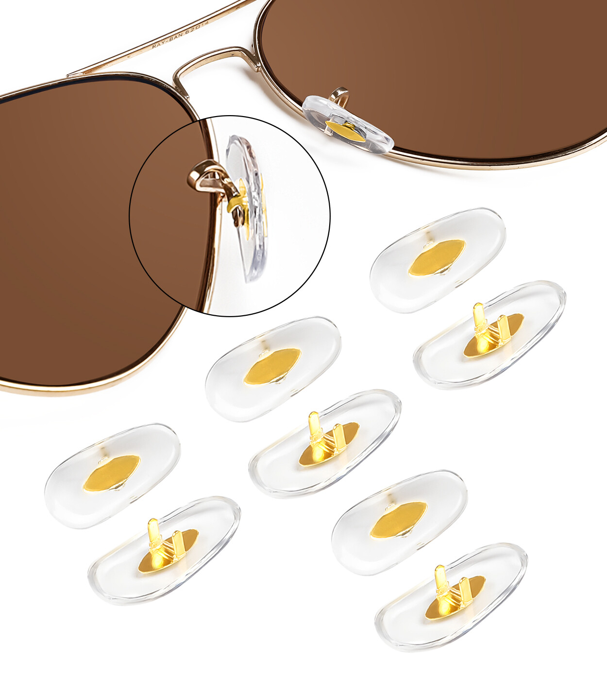 Clip On Nose Pads Replacement for Ray-Ban RB3025 Non-Slip Nose Pieces