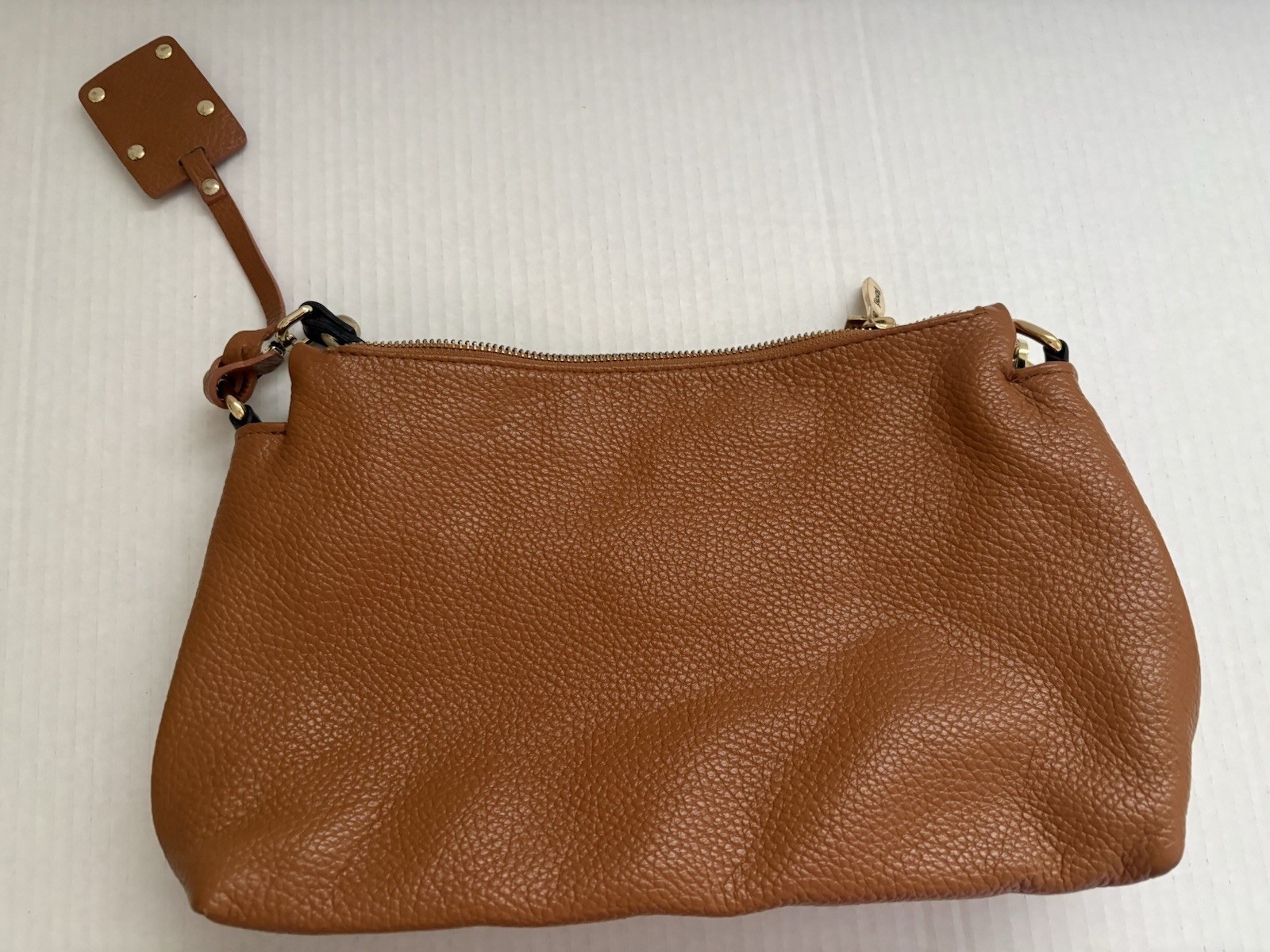 Valentina Italia Brown Leather Shoulder Bag Dark Brown Strap and Gold Hardware.