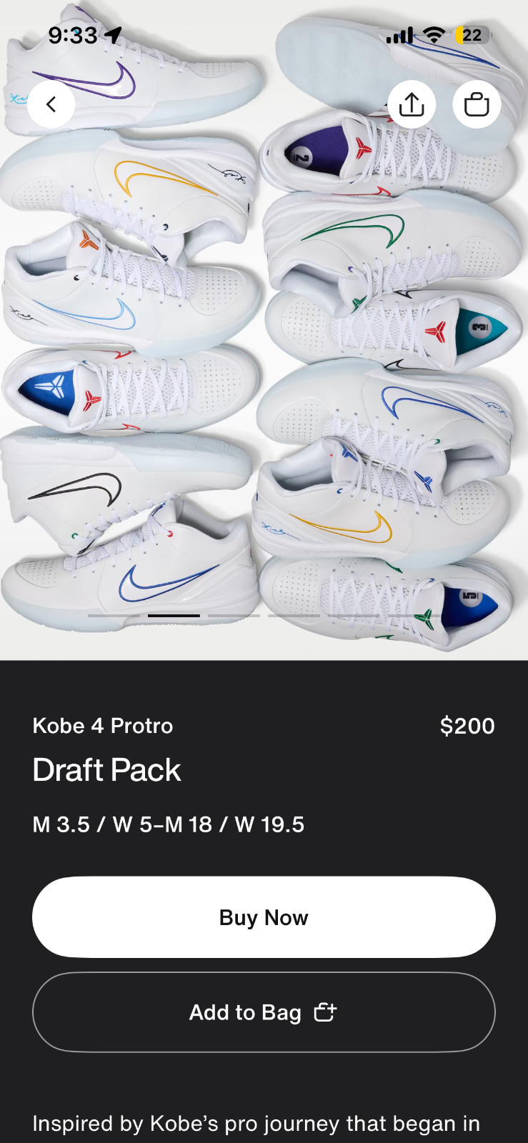 Nike Kobe 4 IV Draft Day Pack Size 10 SEALED 2026 IV6585-900 Ship Fast