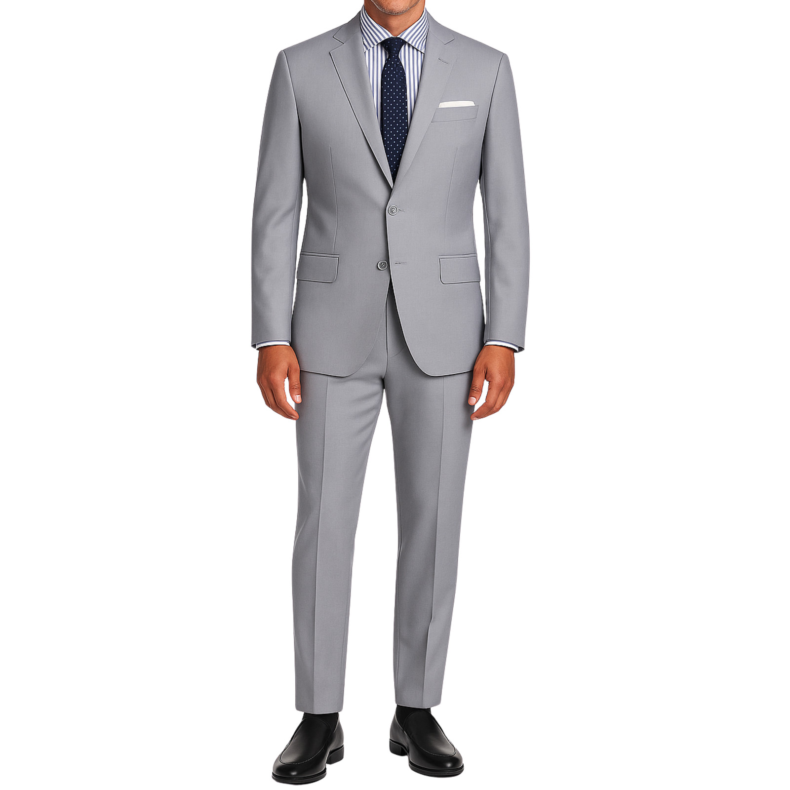 VINCI Men’s Light Gray 2-Button Slim Fit Suit – NEW