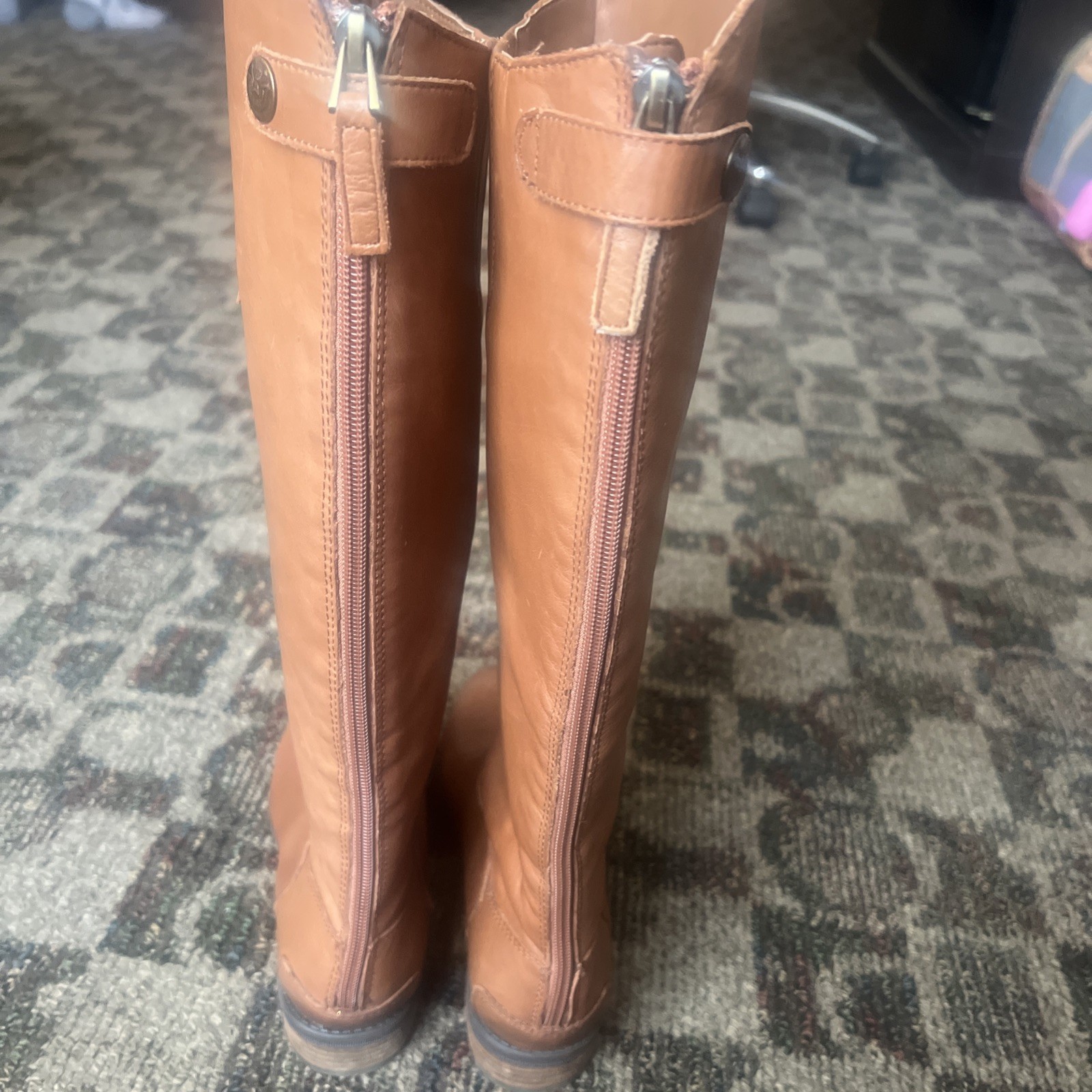 Sam Edelman Penny Lea Women’s Boots NEW Whiskey Brown Tan Leather 6.5 USA Riding