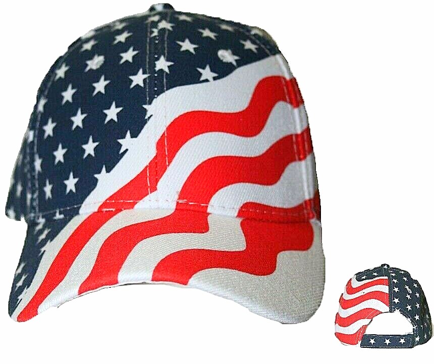 USA American Flag Hat Adjustable Back w/ Vent Holes Baseball Hat Cap BOXED