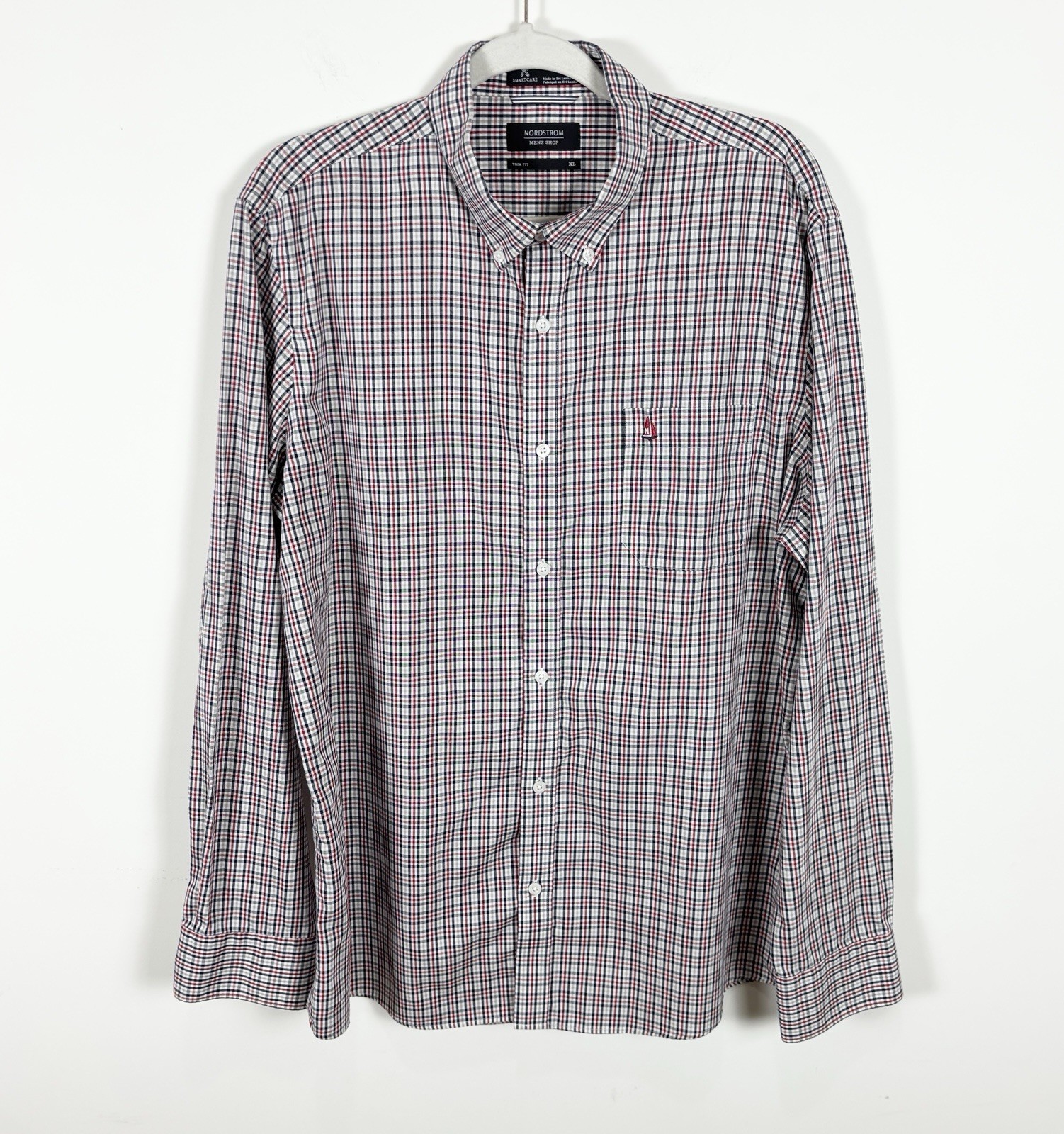 Nordstrom Men’s Shop Trim Fit Wrinkle Free Button Front Sport Shirt Men’s XL