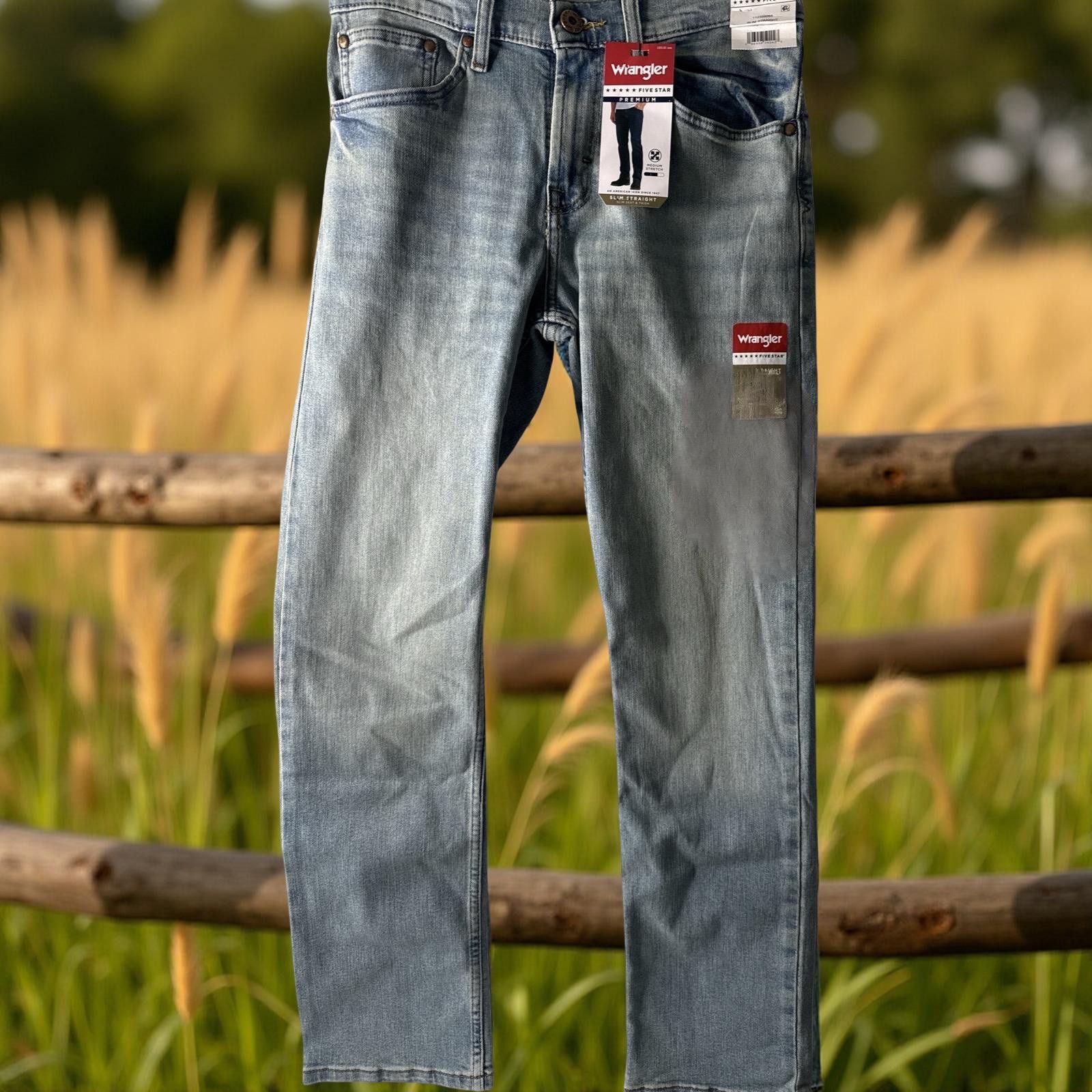 Wrangler Five Star Slim Straight Med Stretch Sz 38X30 Cotton/Polyester/Elastane