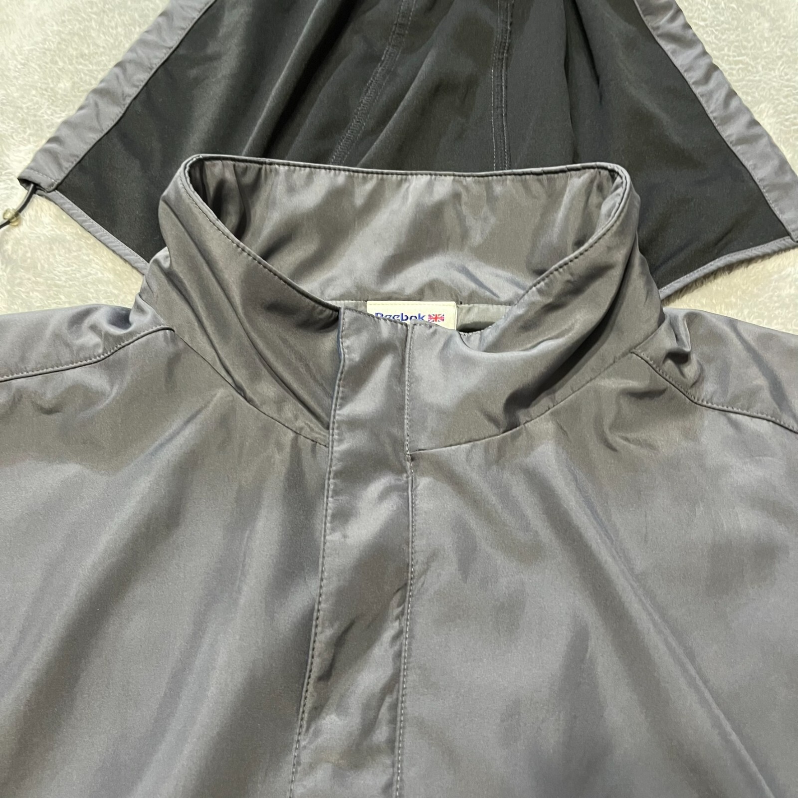 Vintage Reebok Classic Jacket Mens Large Gray Hooded Logo Full Zip Outdoor 90s