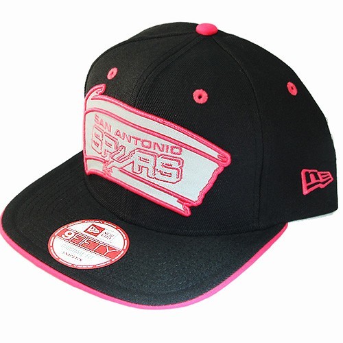 New Era San Antonio Spurs Snapback Hat NBA Classic Hot Pink Reflective Logo Cap