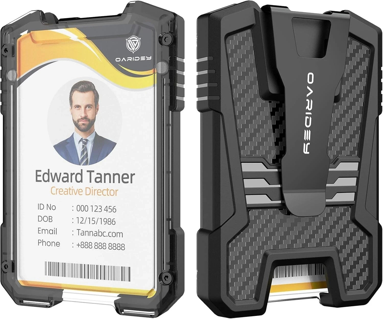 Heavy Duty Leather ID Badge Holder Portable Wallet with Clip for Cards & Cash