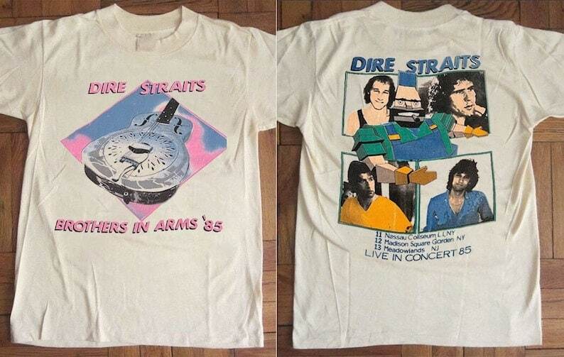 Dire Straits Tour 85 White Short Sleeve Cotton T-shirt Unisex S-5XL VN1654