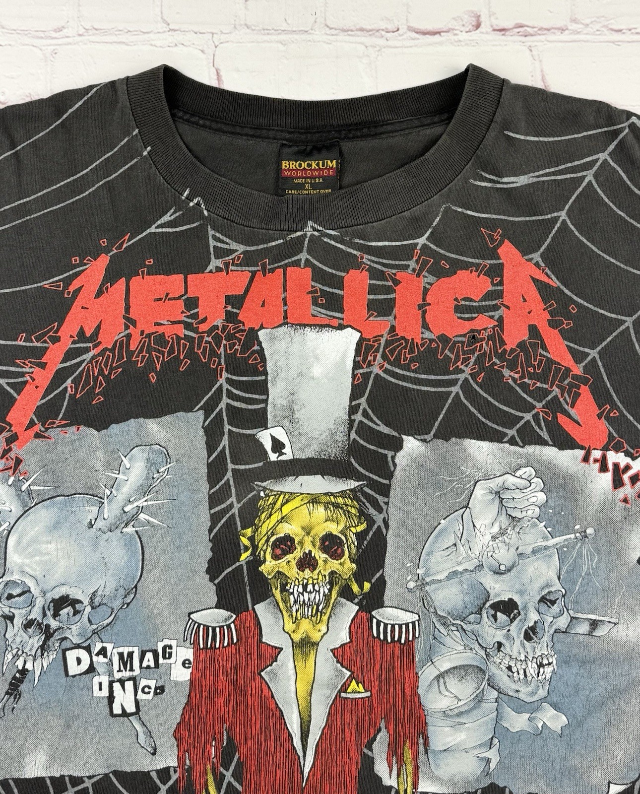 Metallica Vintage 1992 Pushead Ringmaster All Over Print Faded Gray T-Shirt XL