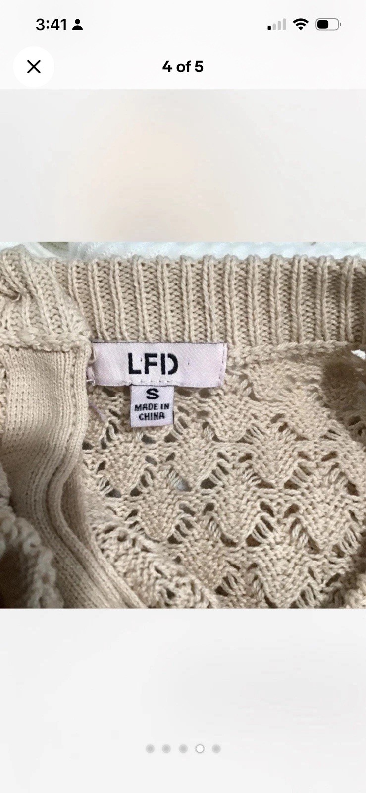 Beige ruffle LFD crochet top small