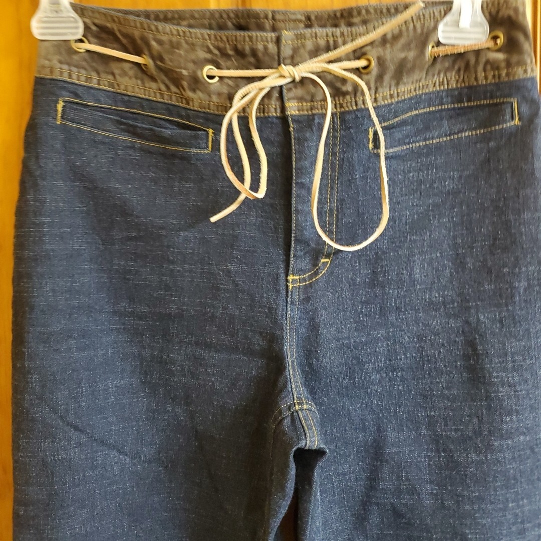 Gloria Vanderbilt 10 Jeans Womens Leather Banded Waist Drawstring Denim Y2K