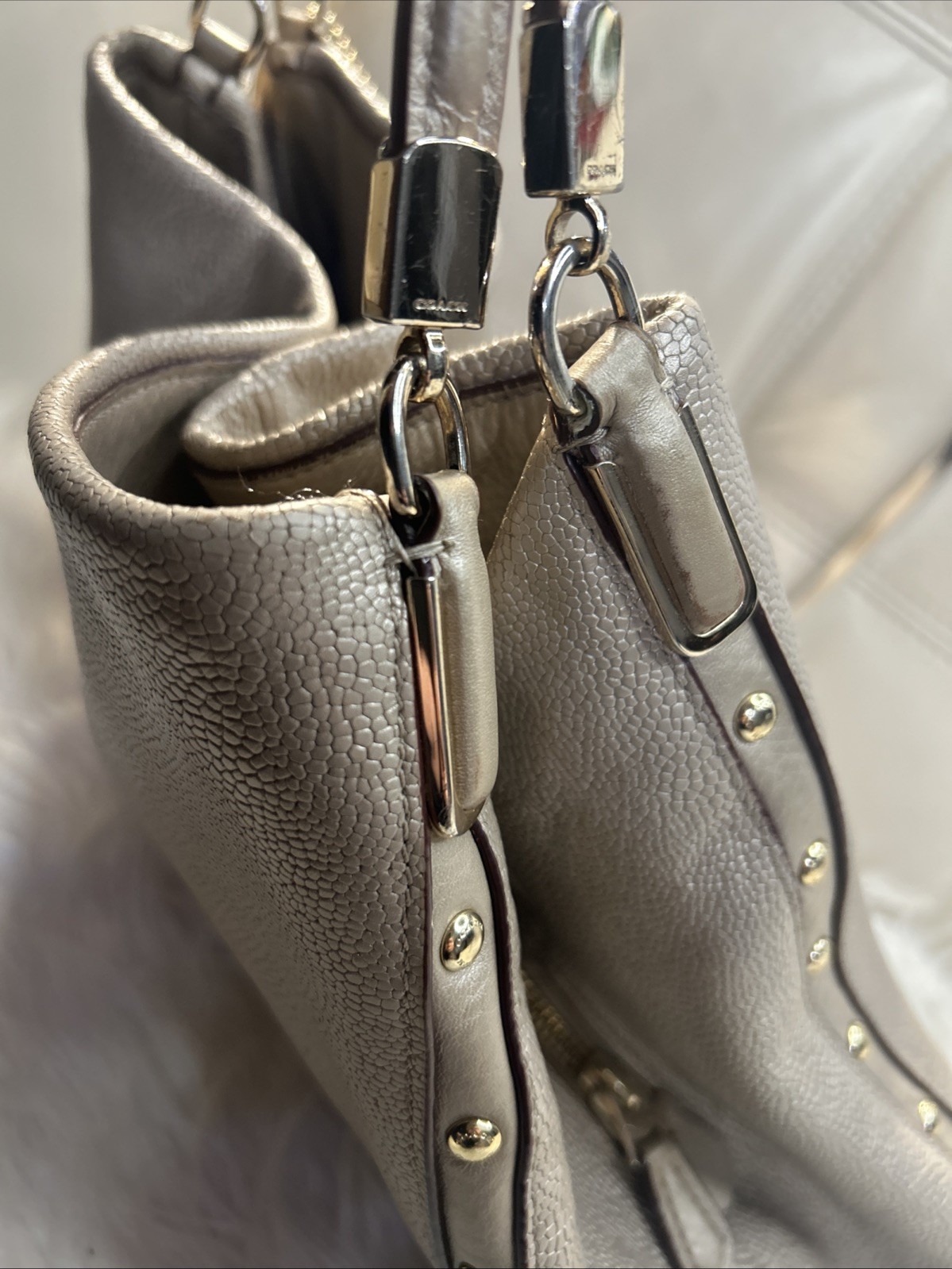 Coach Bag F35211 Phoebe Madison Studded Caviar Ret$495. Metallic Neutrals