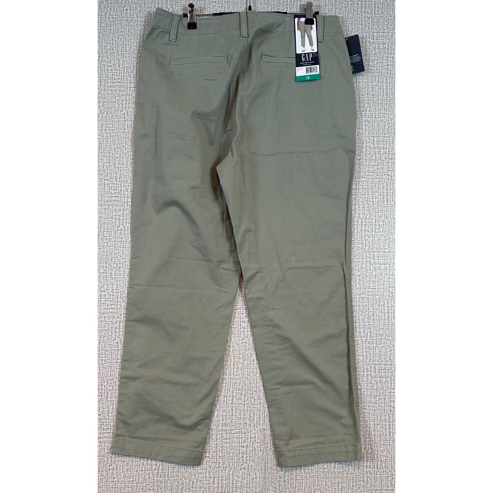 NWT GAP Slim Ankle Pant Green Chino Trousers Womens 12 Preppy Classic Casual