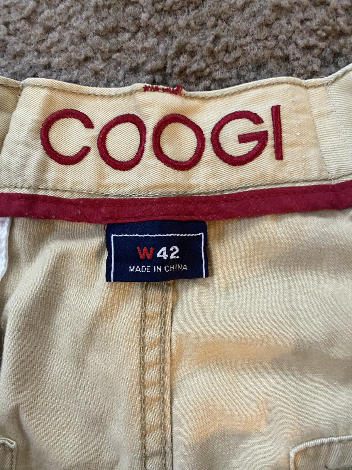VINTAGE Y2K COOGI Men’s Beige Canvas Cotton Cargo Shorts Size 40. Biker Hip Hop