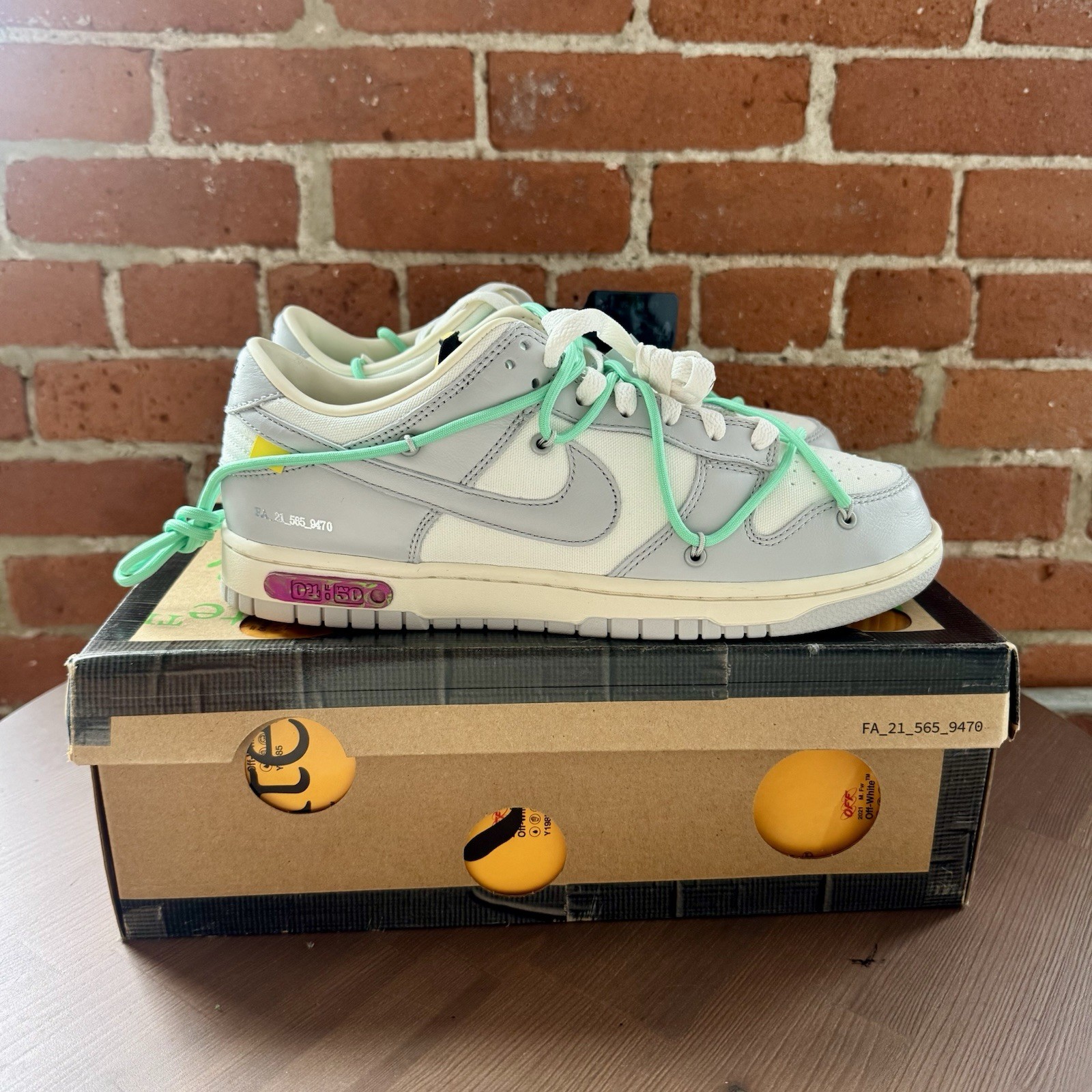 Nike Dunk Low Off-White Lot 16 White Gray Mint Green Men’s Athletic Sneaker 2021