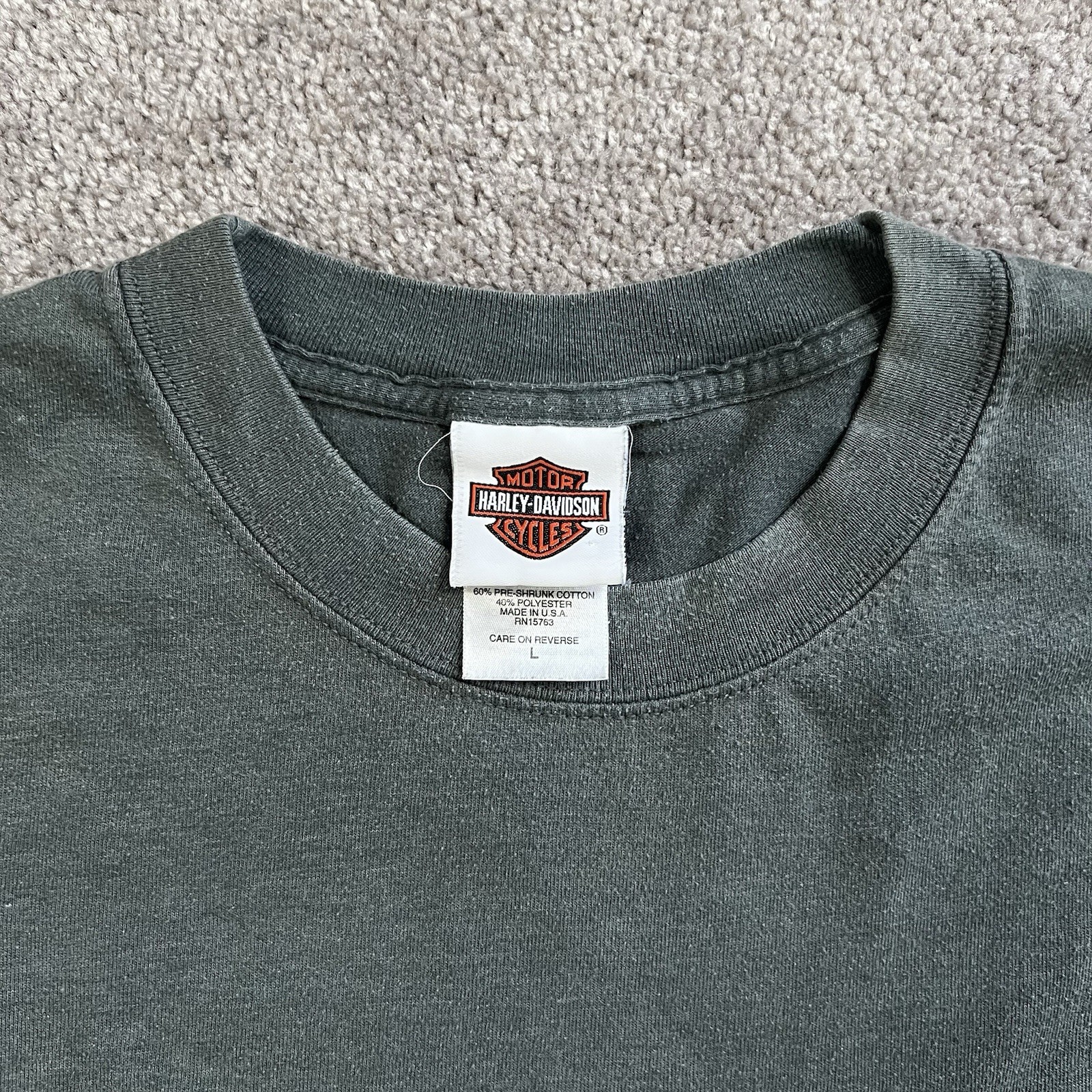 Harley Davidson Florida Graphic T-Shirt Mens L Black 2000s USA Made Biker Grunge