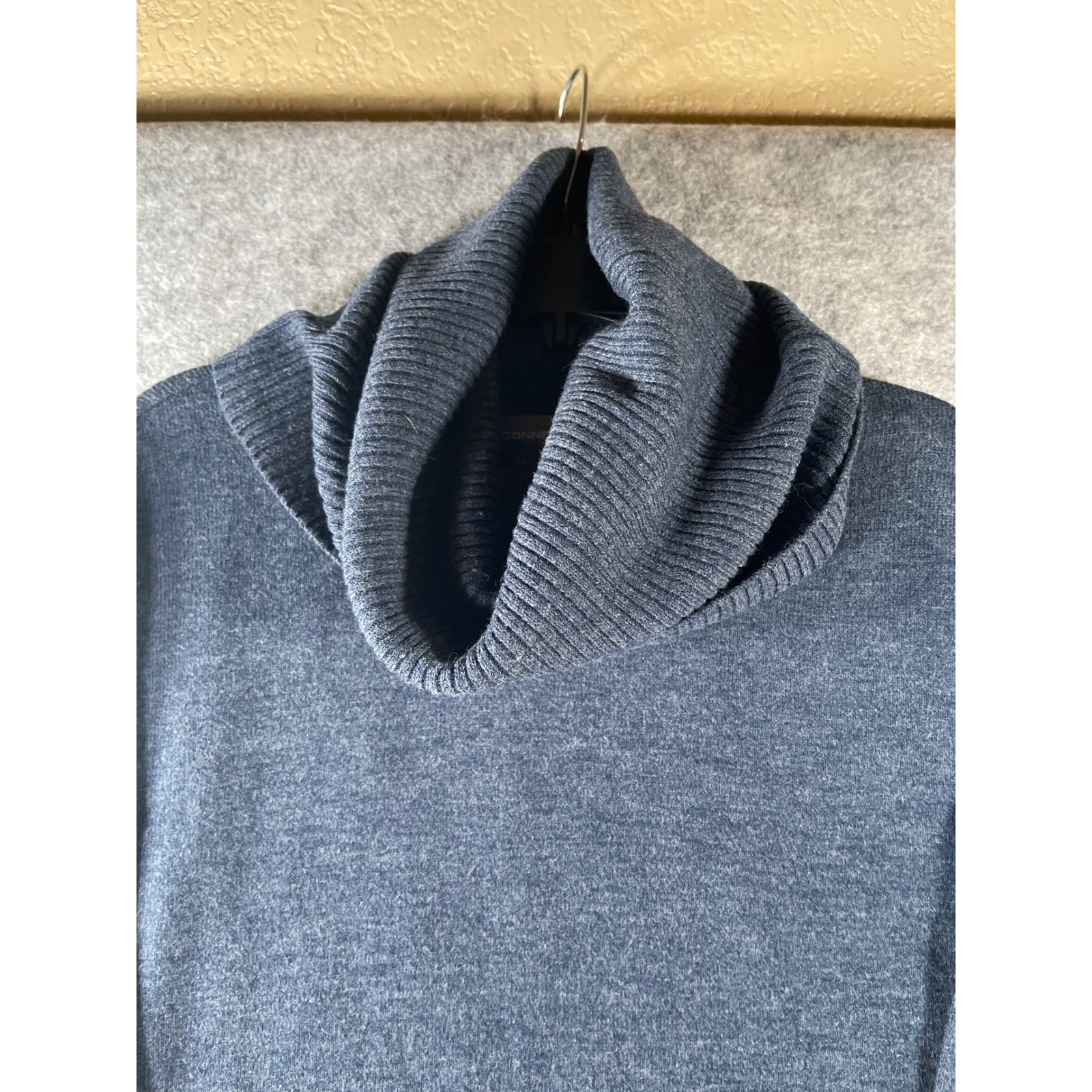 French Connection Mens Charcoal Gray Turtleneck Sweater High Low Hem Size M