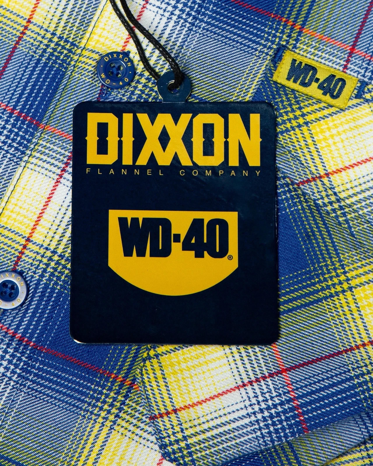 DIXXON Flannel “WD-40” Men’s Size XL Collab Plaid Blue Yellow Button Shirt