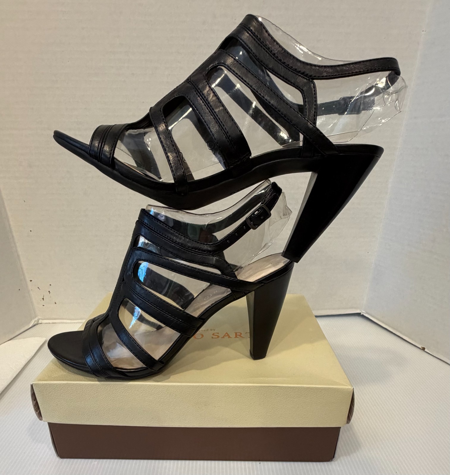 FRANCO SARTO ABBY BLACK STRAP HEEL SIZE 10M