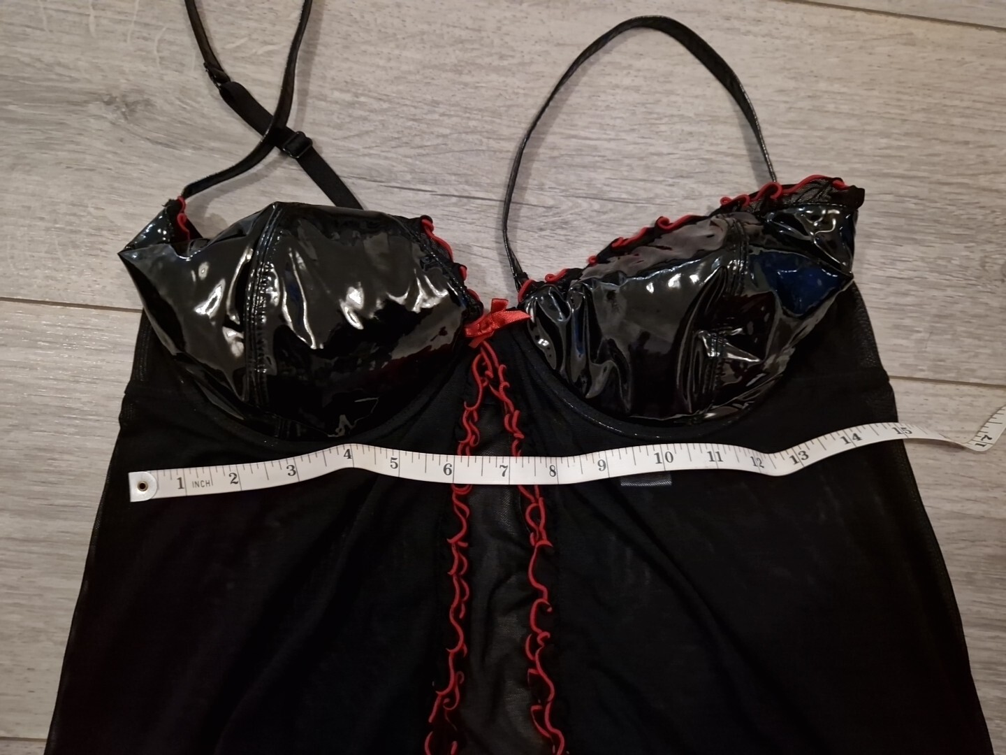 BNWOT Vintage Ann Summers Insinuate Black Mesh & PVC Babydoll Set Size M/L 16-20