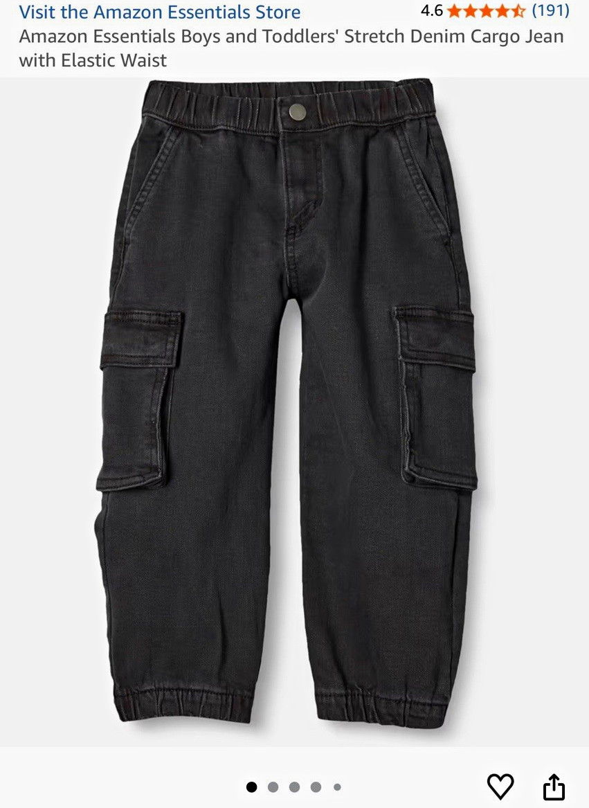 Amazon Boys Toddler Stretch Denim Cargo Pants Elastic Waist Pockets XXL