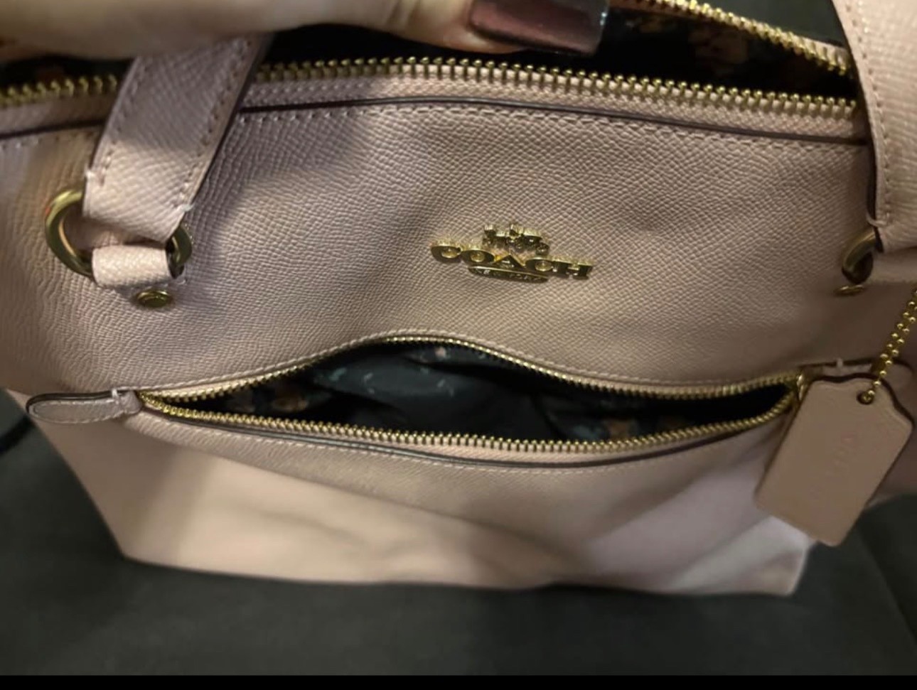 coach handbag blush pink with bag charm