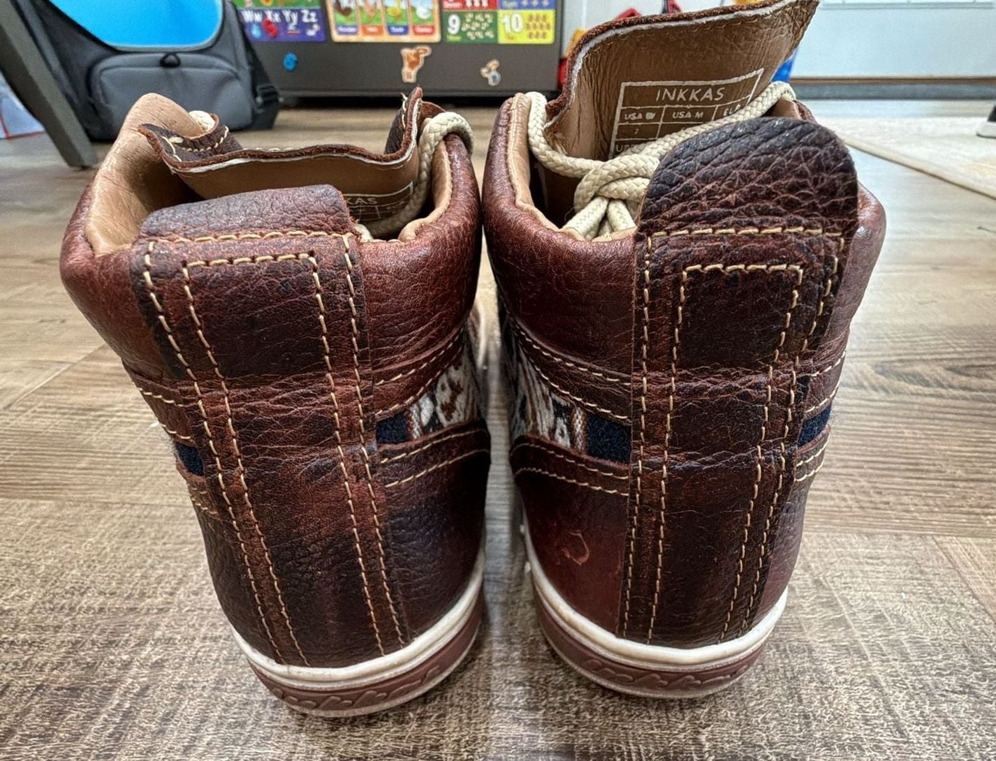 Inkkas Brown Leather Boots Womens Size 7 EUR 38 Peruvian Aztec Festival High Top