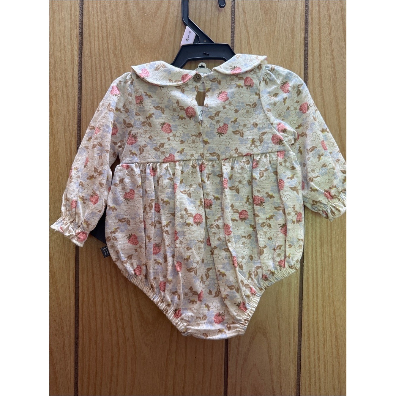 Gerber Cream Floral Smocked Baby One-Piece Bodysuit