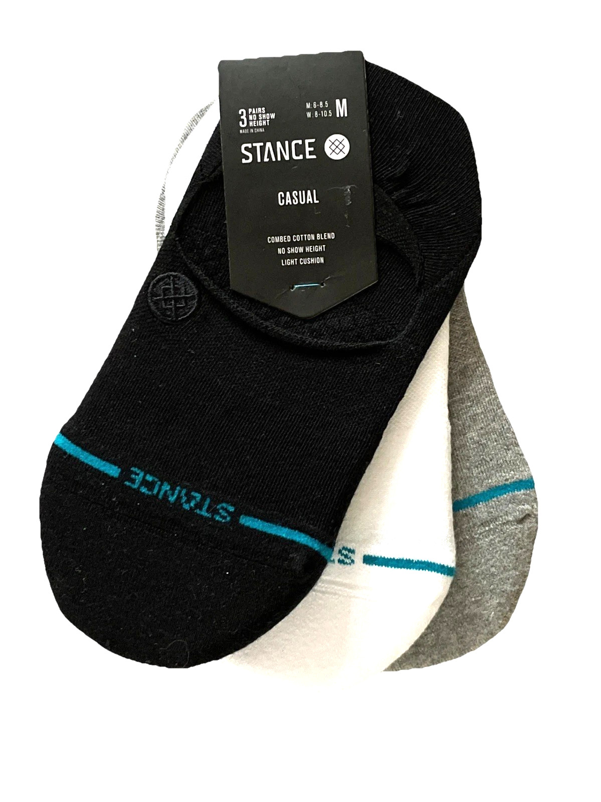 Stance Icon Casual No Show Socks 3-Pair PKG Cotton BLND Mens & Womens; Sz S,M,L