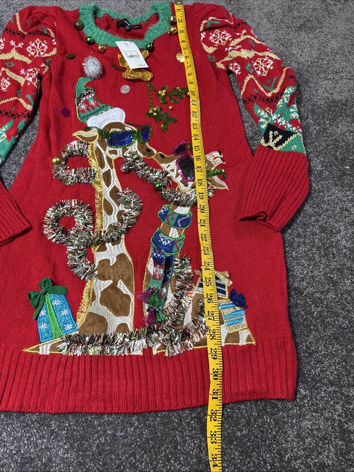 33 Degrees Womens Multicolor Sweater dress Size XS Christmas Holiday giraffes