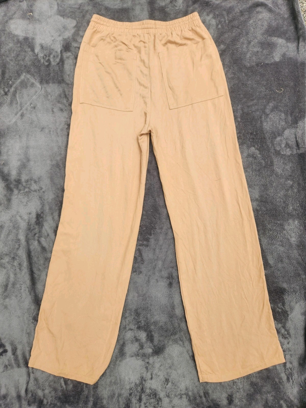 Stella Luce Womens Large Wide Leg Lounge Pants Tan Brown Drawstring NWT Elastic