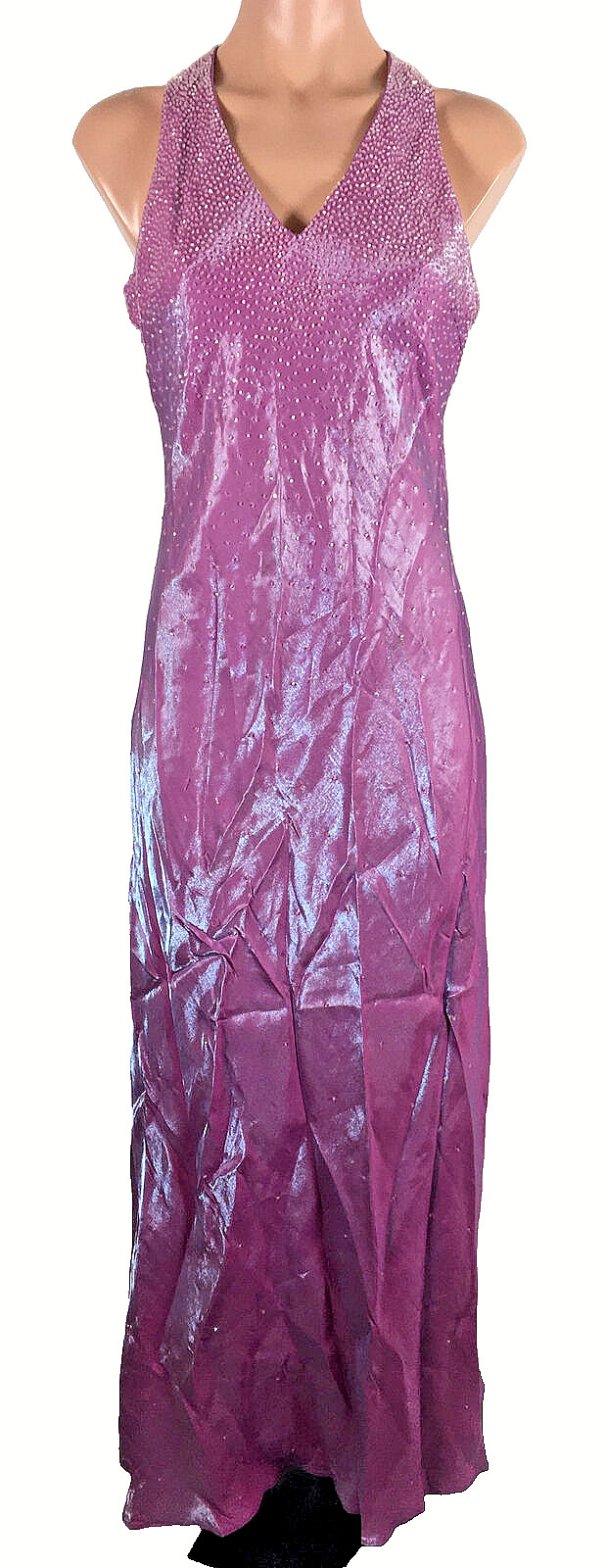 CACHET Sequin Wet Look Shiny PROM Iridescent y2k Evening Gown DRESS 4 VTG 90s