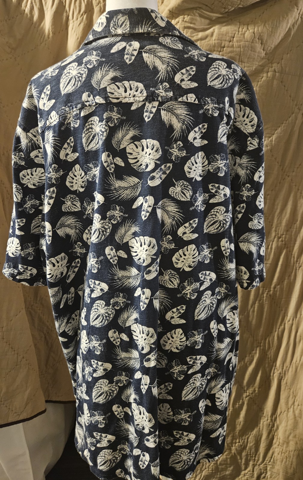 George Hawaiian Floral Button-Up Point Collar Blue/White Men’s 2XL Big & Tall