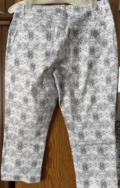 Laurie Felt Power Silky Denim Printed Capri Pull-On Jeans Size M