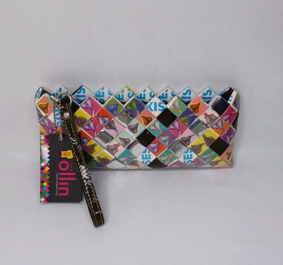 Nahui Ollin Candy Wrapper Clutch Purse With Handle Kisses