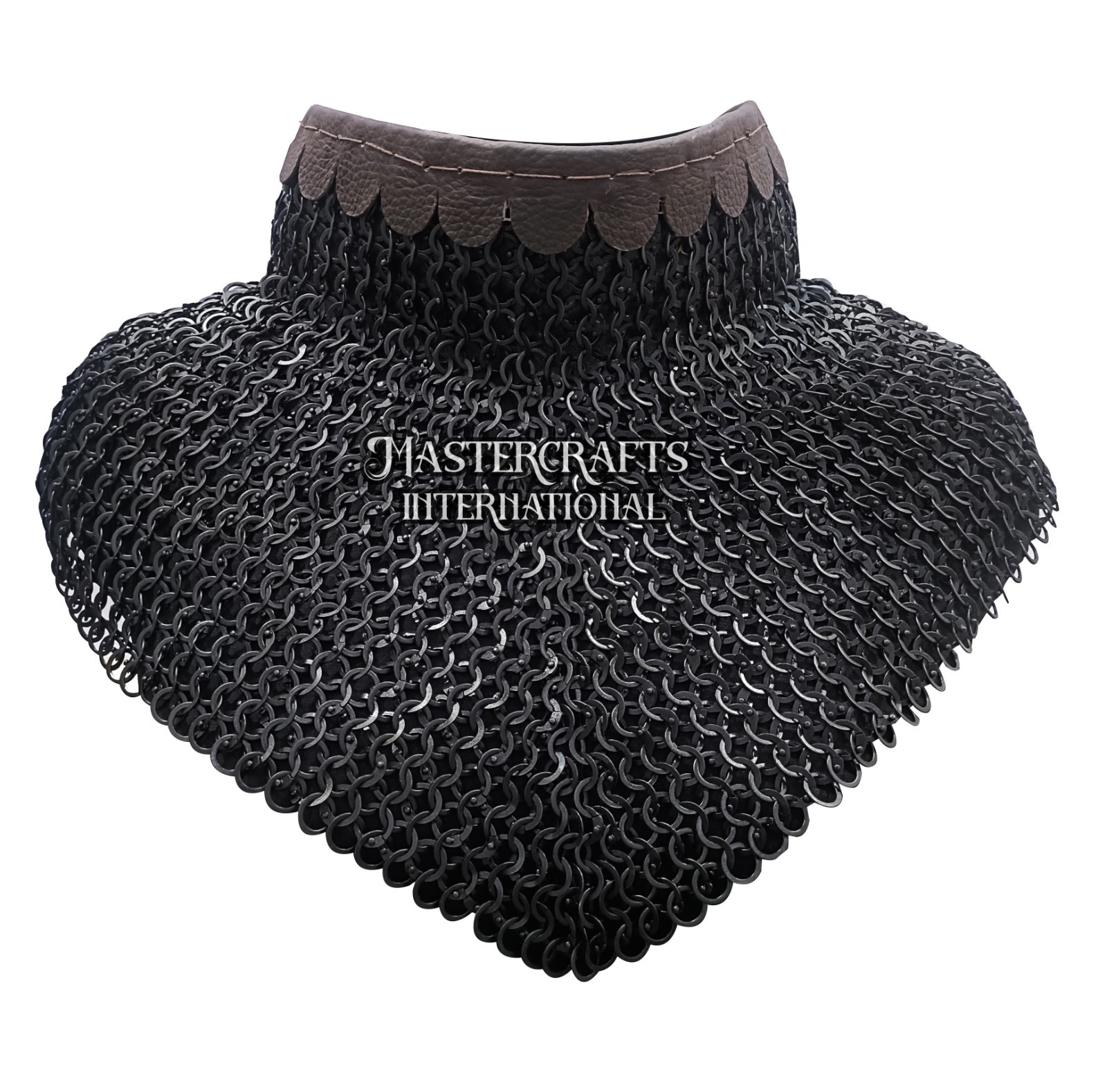 Medieval Chainmail Neck Armor Mild Steel 9mm Flat Riveted Ring Knight Gorget