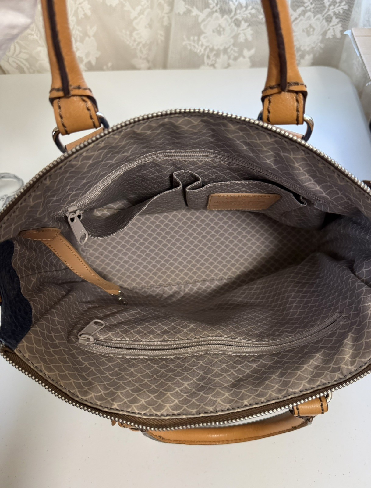 Brighton Satchel Handbag With Double Handle And Shoulder Straps
