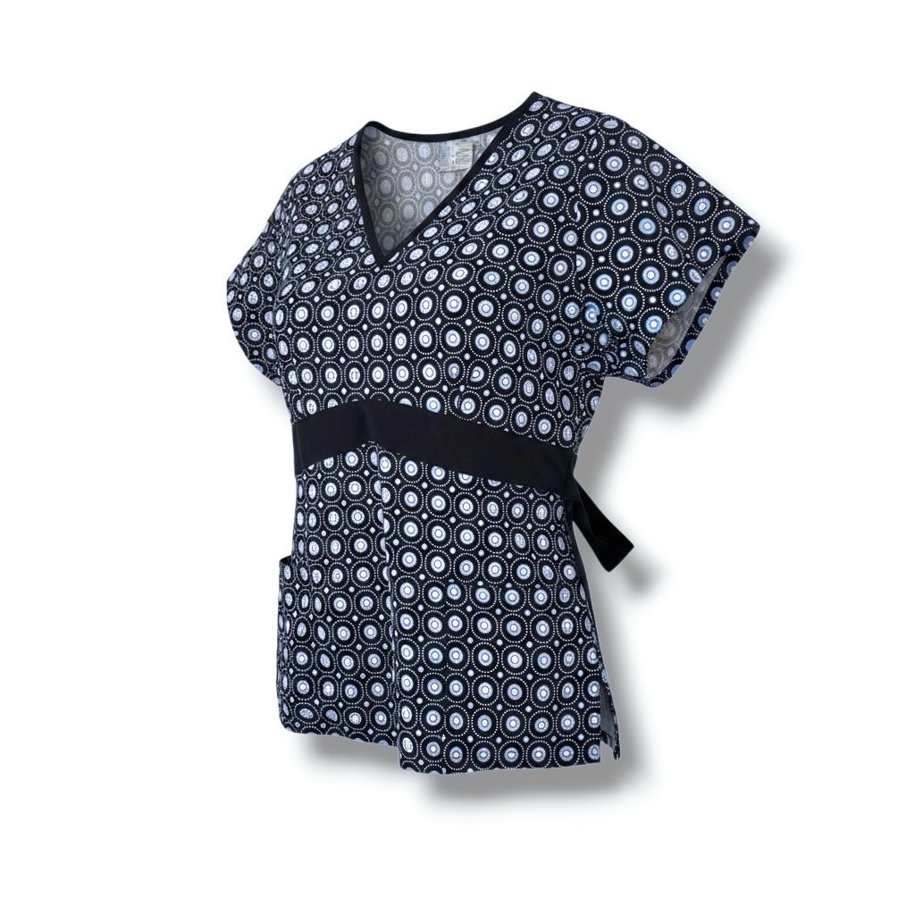 Los Angeles Robe Women’s Medical Nurse Scrub Top Ceil Blue Black – Large