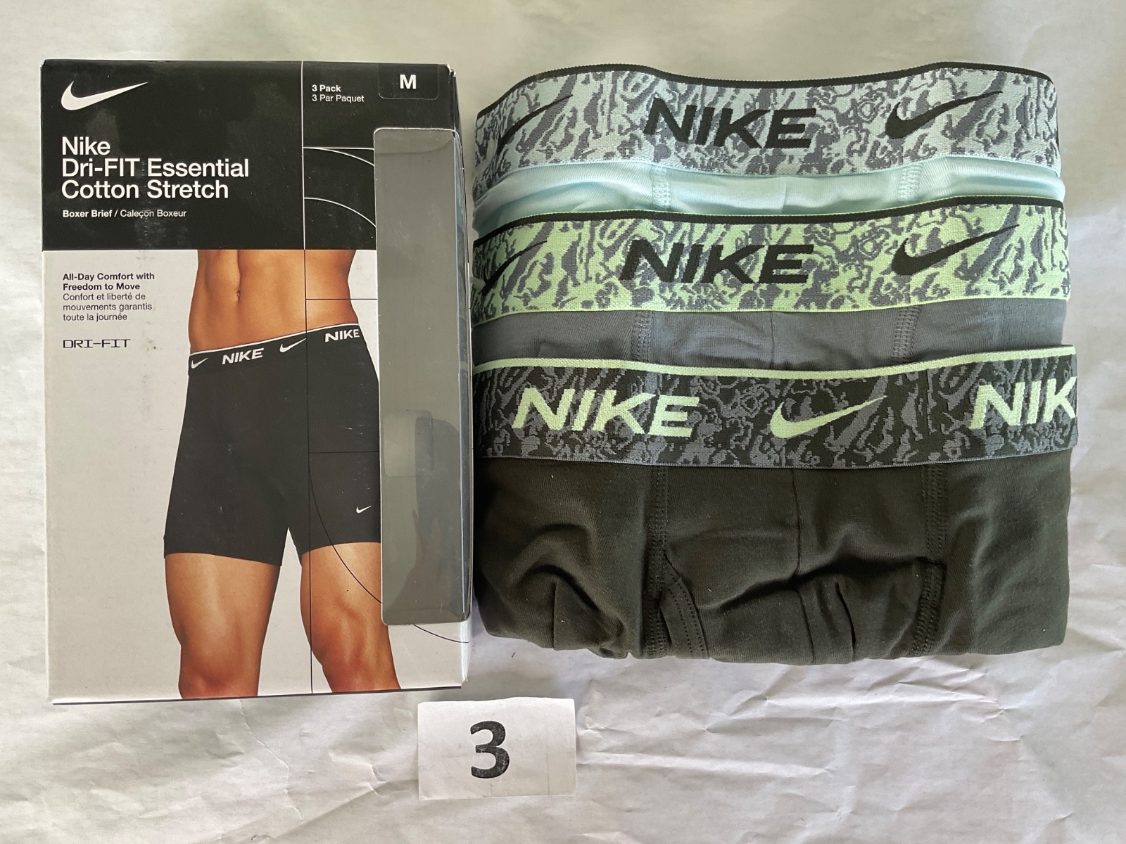 Nike Essential Cotton Stretch 3-Pack Boxer Brief Dri New Various Color Blue Pink
