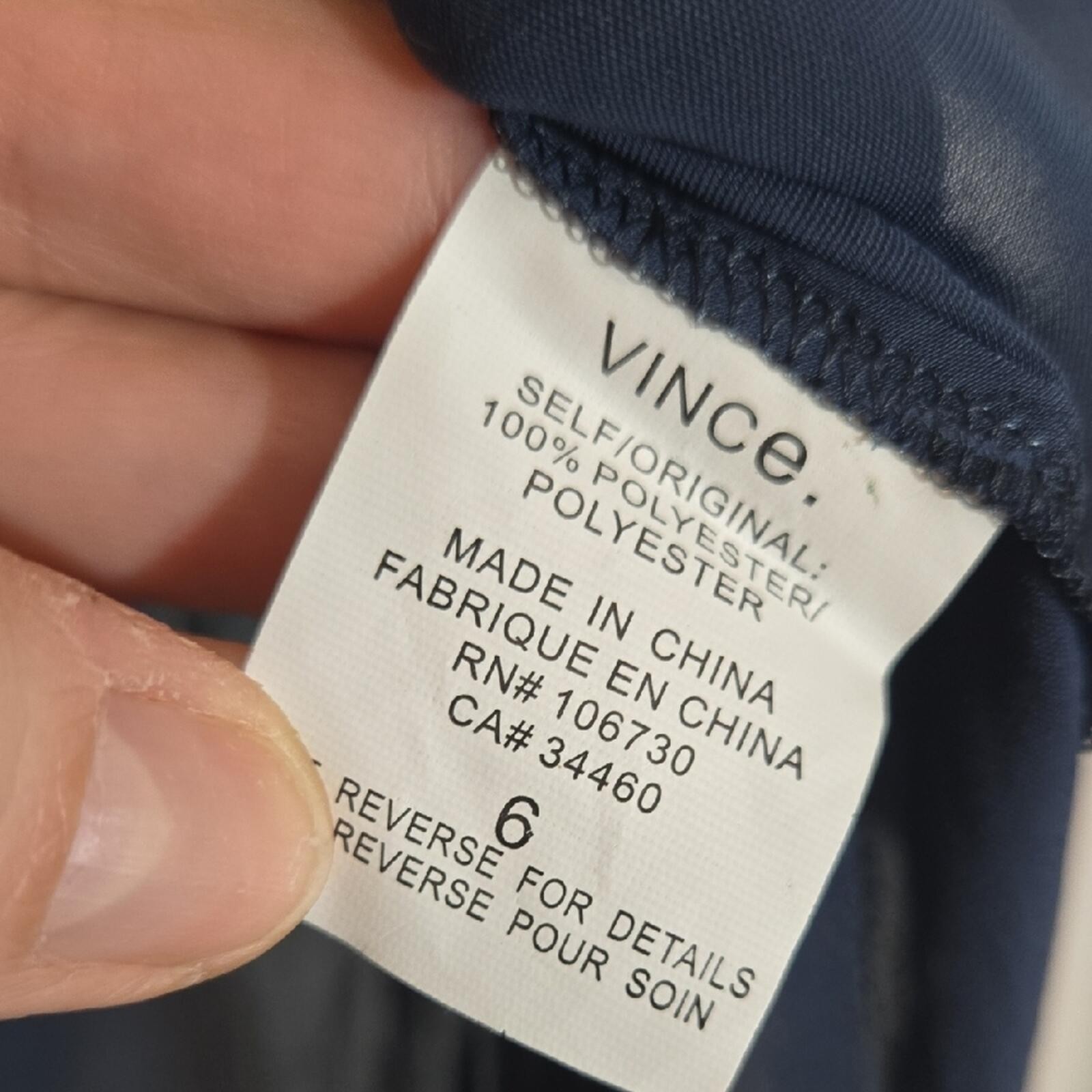 Vince Midnight Blue Collared U-Neckline Women’s Blouse Size 6