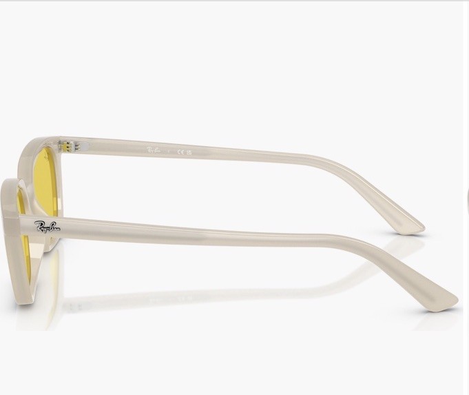 Ray-Ban Unisex Rectangle Sunglasses Beige Plastic Frame Yellow Gradient Lens