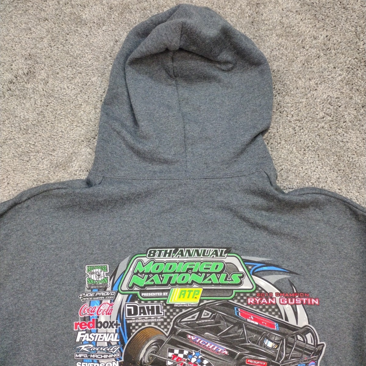 Modified Nationals Speedway Dirt Track Racing Dbl Sided Graphic Hoodie XL Bahr
