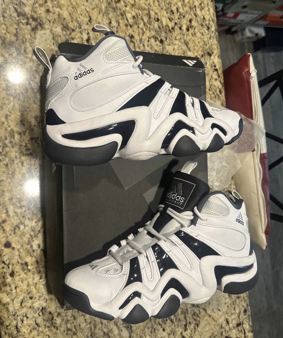 adidas Crazy 8 Retro Leather Basketball White/Black Men sz 10 Kobe Lakers w box