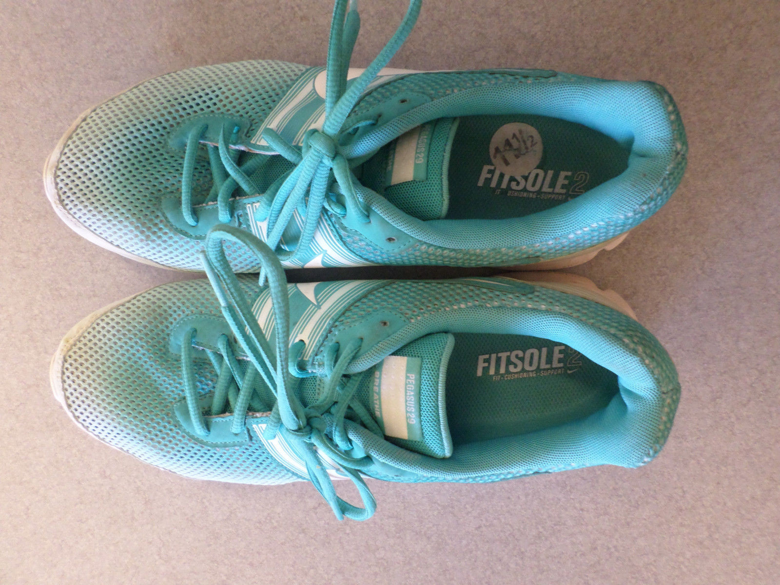 Nike “Pegasus 29” turquoise and white, running shoes, Women’s 11.5 (eur 44)