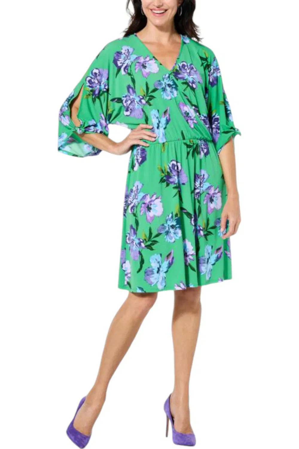 Colleen Lopez Knit Endless Summer Dress Green Floral