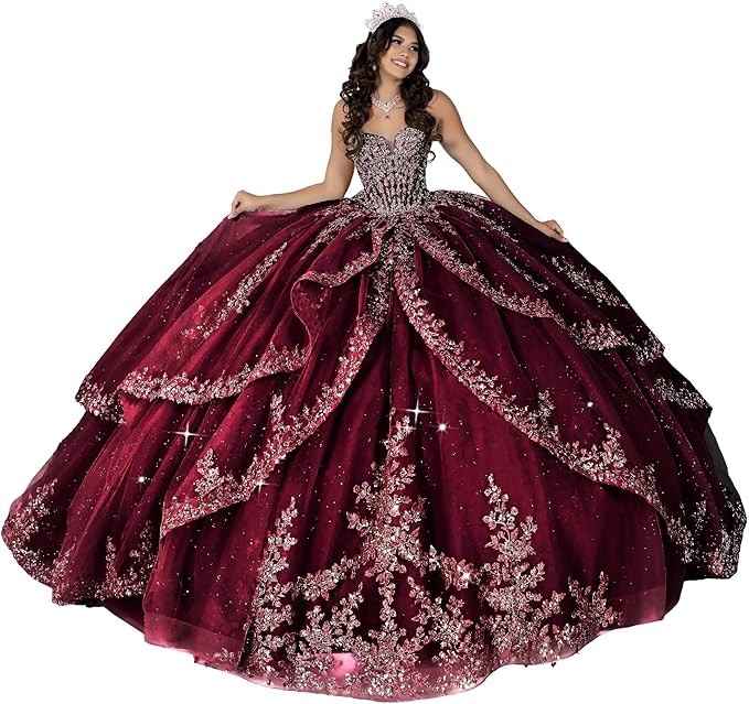 ‌Lace Appliques Quinceanera Dresses with Train Tulle Tassel Vestido De 15 Aos