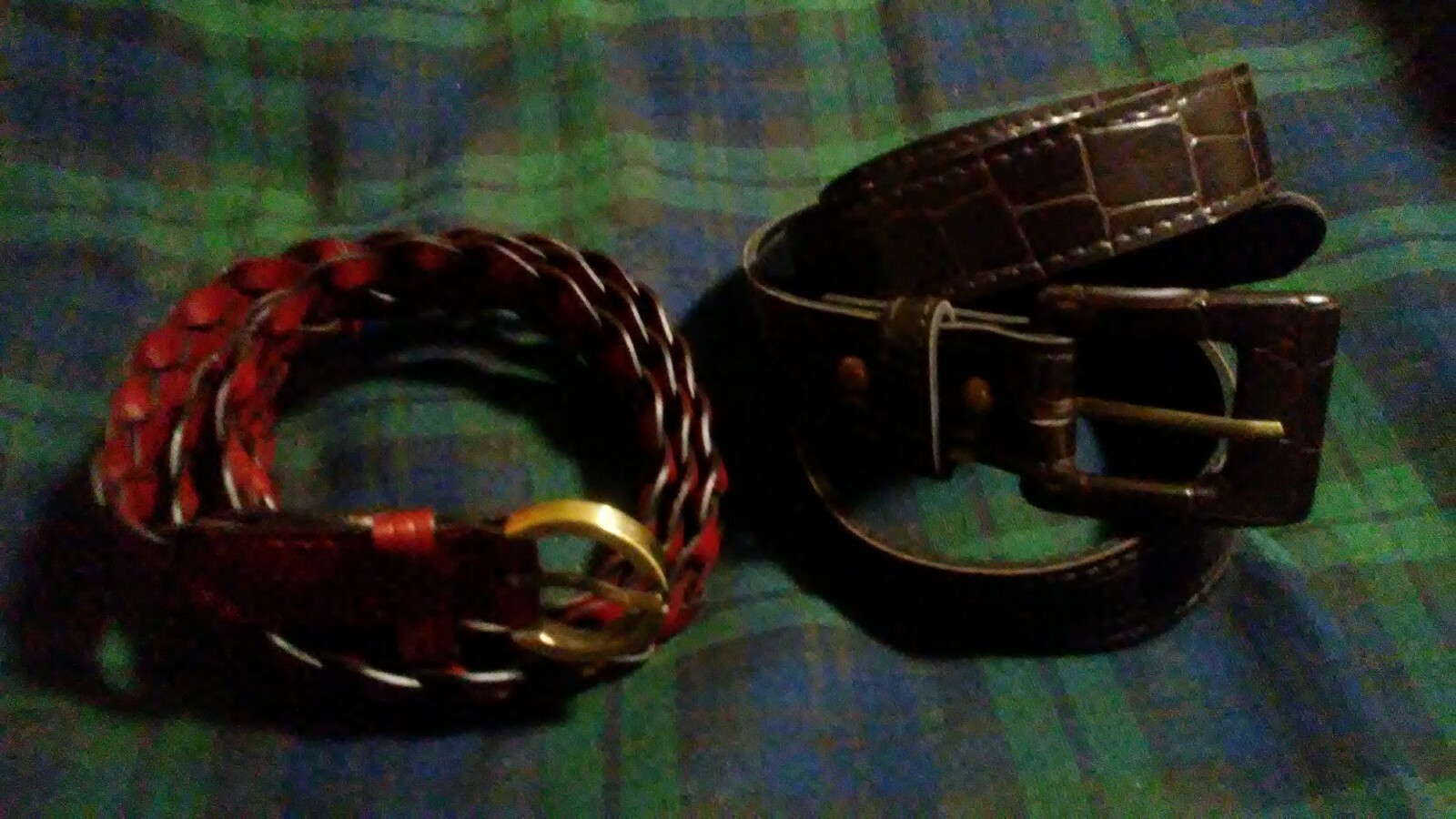 Two Man Made Material Belts. Waist 34-38 Total Length 40 drk Brown / Marroon