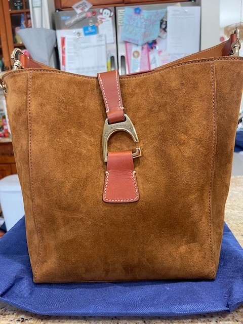 Dooney & Bourke Suede Brynn Shoulder Bag Amber w/Dust bag – Used only once!