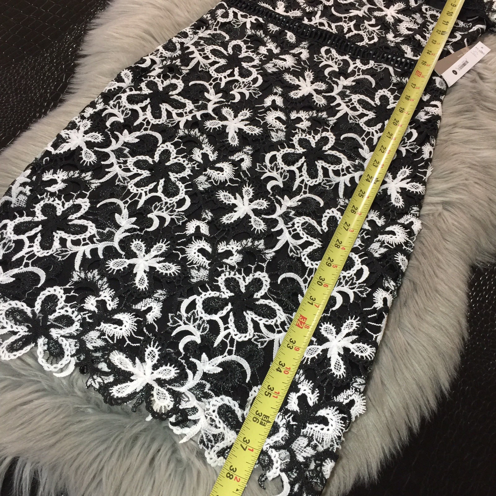 NWT Aqua Black White All Crochet Lace Dress Midi Size Small $118 Super Cute!